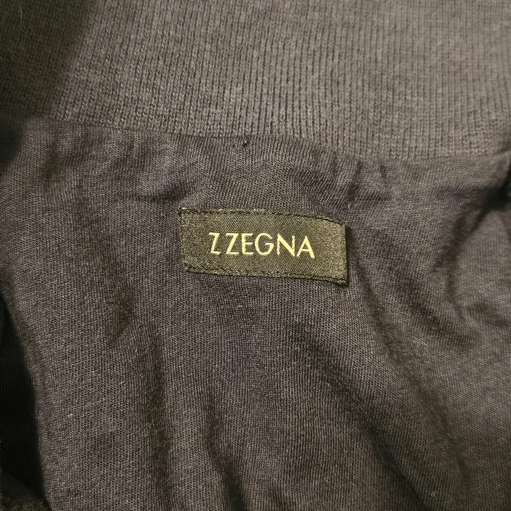 Z Zegna Mens Navy Blue Grey Full Zip Track Jacket Stretch Men's Size Medium